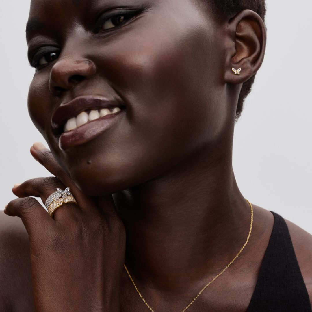 Pandora Timeless Sparkling Butterfly Bold sormus, keltakullattu, 164270C01