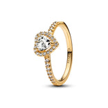 Pandora Timeless Sparkling Elevated Heart sormus, keltakullattu, 168421C01