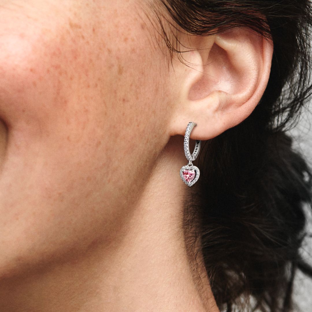 Pandora Timeless Sparkling Halo Heart rengaskorvakorut, hopea, 291445C01