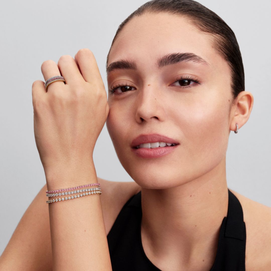 Pandora Timeless Sparkling Pink Band sormus, hopea, 192999C02