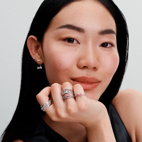 Pandora Timeless Sparkling Pink Bow sormus, hopea, 193510C01