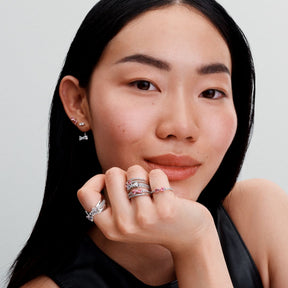 Pandora Timeless Sparkling Pink Bow tappikorvakorut, hopea, 293505C01