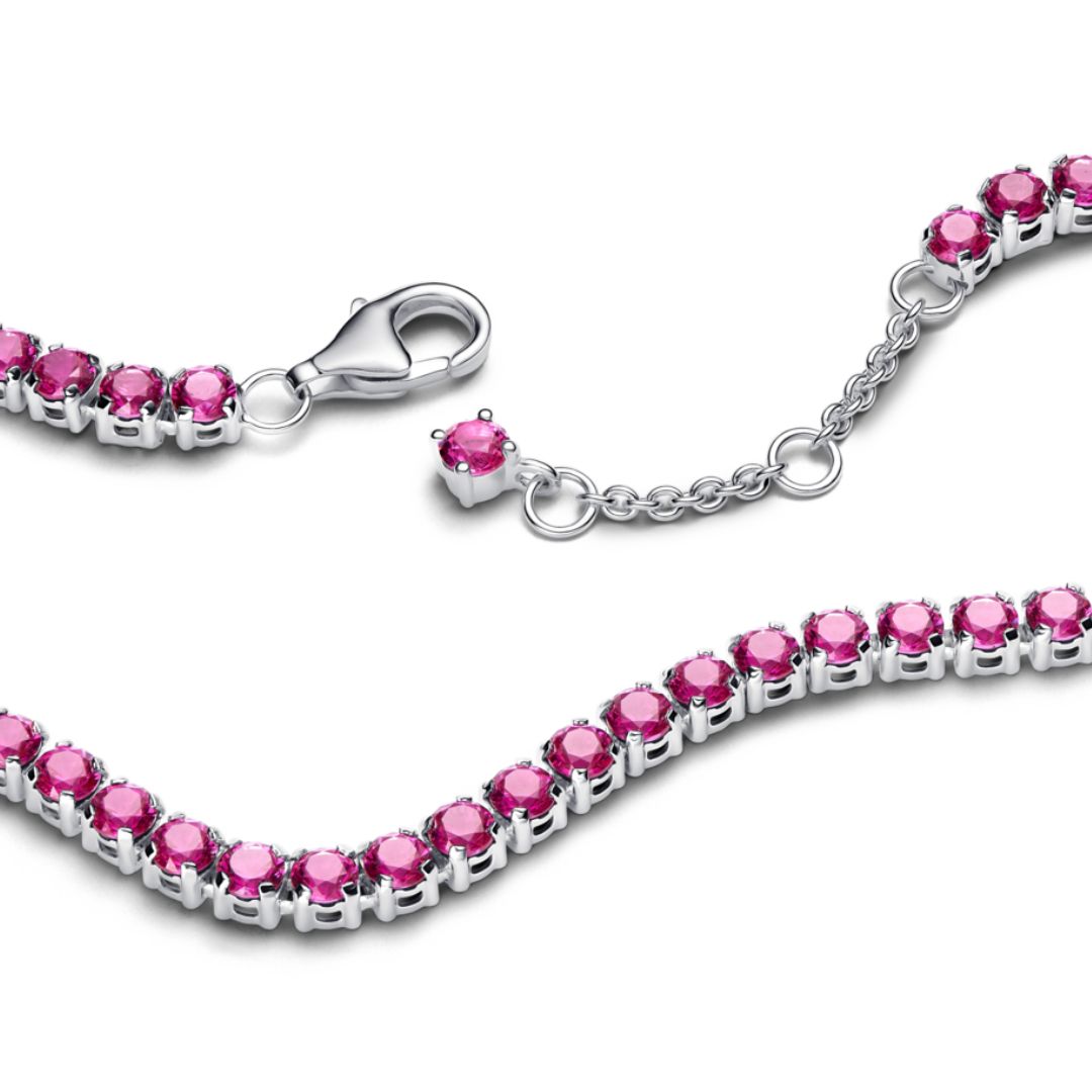 Pandora Timeless Sparkling Pink Tennis rannekoru, hopea, 591469C04