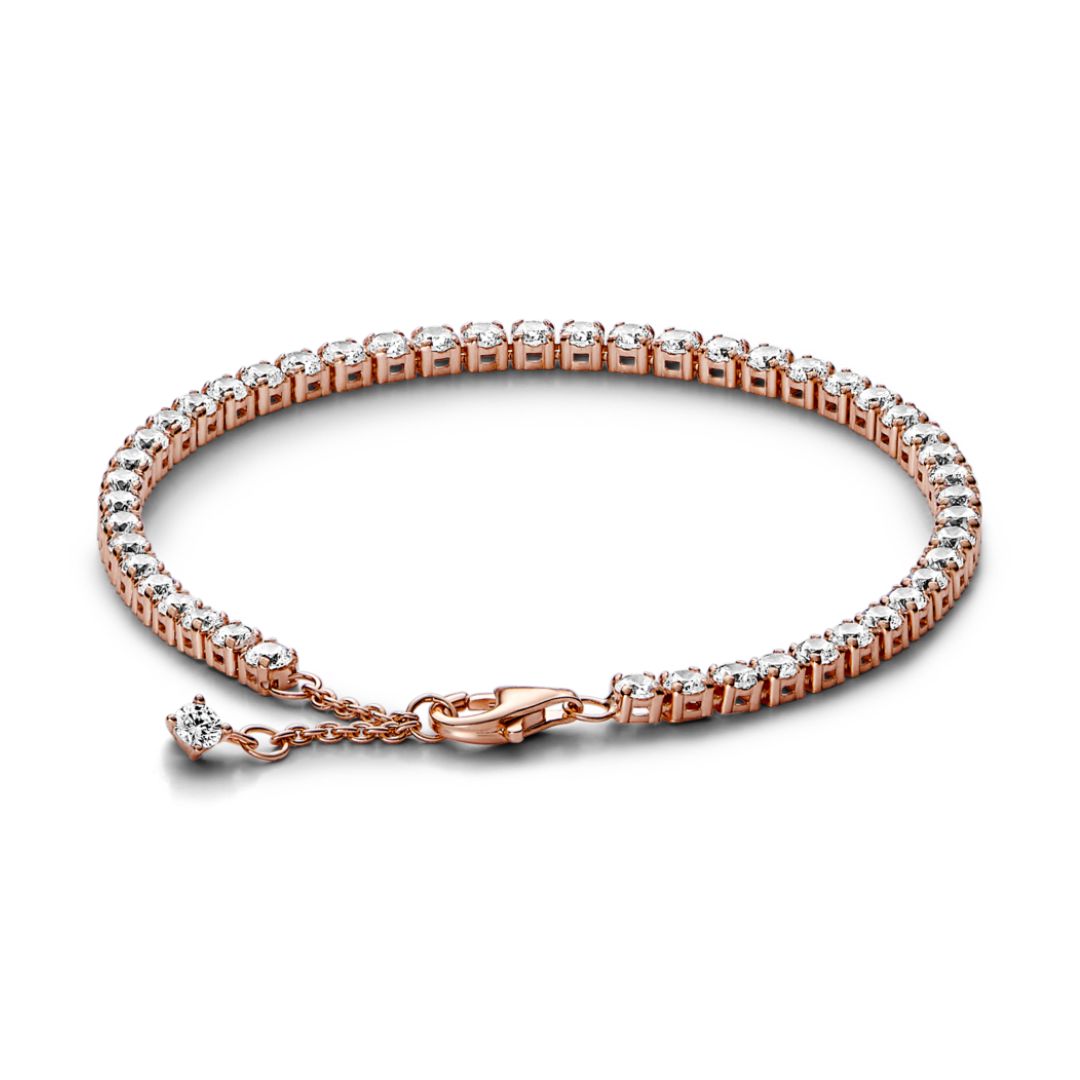 Pandora Timeless Sparkling Rose Tennis rannekoru, ruusukullattu, 581469C01
