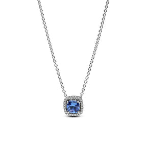 Pandora Timeless Sparkling Square Blue Halo Pendant kaulakoru, hopea, 393560C01-45