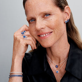 Pandora Timeless Sparkling Square Blue Halo Pendant kaulakoru, hopea, 393560C01-45