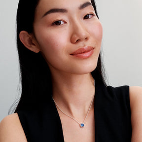 Pandora Timeless Sparkling Square Blue Halo Pendant kaulakoru, hopea, 393560C01-45