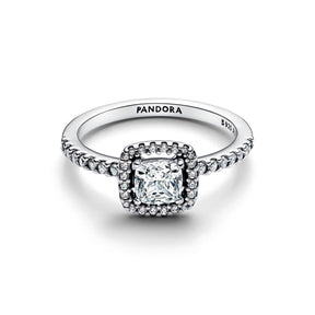 Pandora Timeless Sparkling Square Halo sormus, hopea, 193555C02