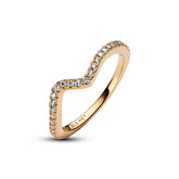 Pandora Timeless Sparkling Wave sormus, keltakullattu, 162539C01