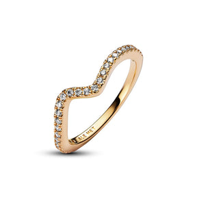 Pandora Timeless Sparkling Wave sormus, keltakullattu, 162539C01