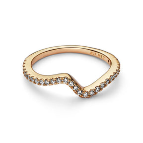 Pandora Timeless Sparkling Wave sormus, keltakullattu, 162539C01