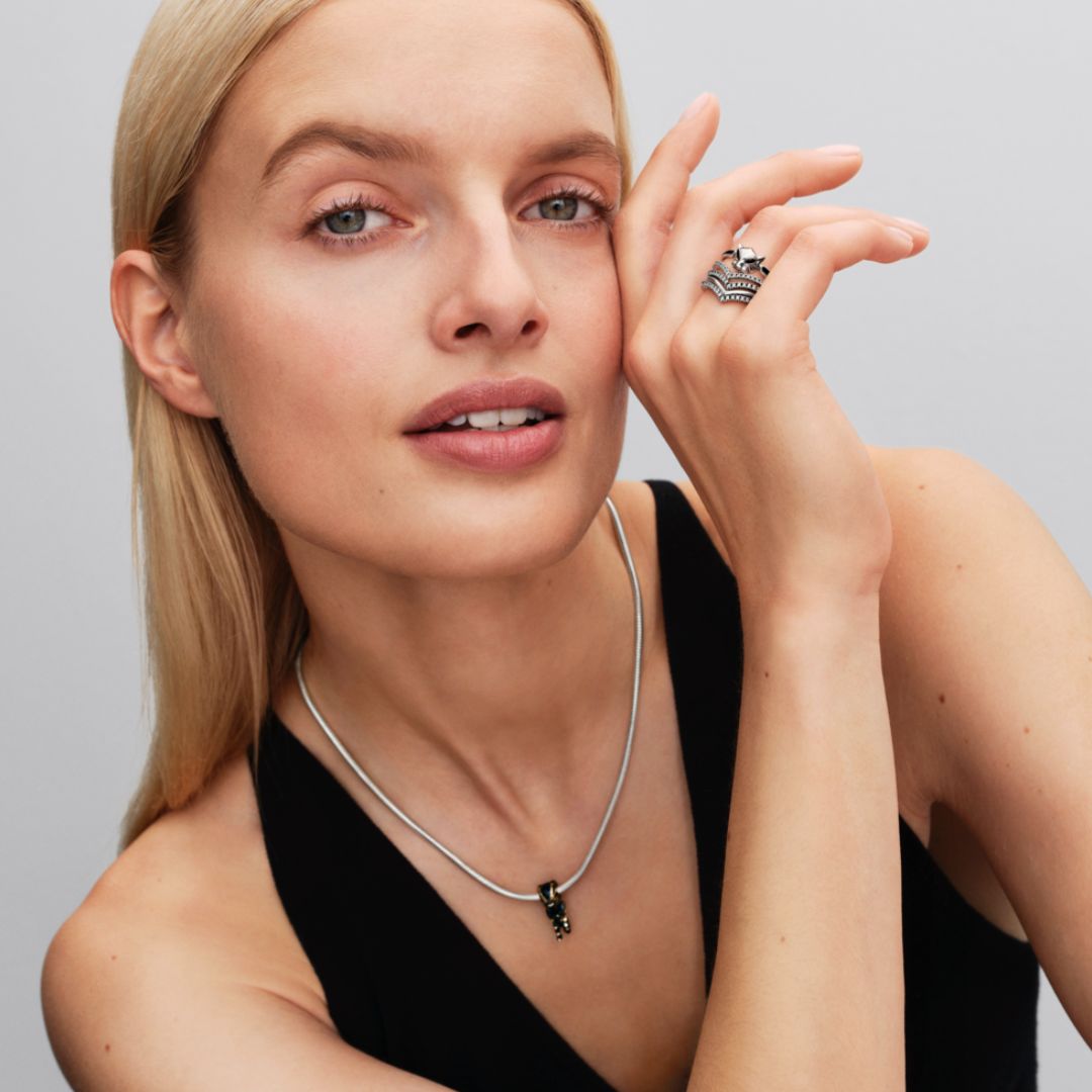 Pandora Timeless Sparkling Wishbone sormus, hopea, 196316CZ