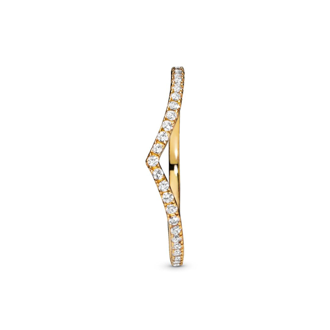 Pandora Timeless Sparkling Wishbone sormus, keltakullattu, 168758C01