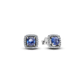 Pandora Timeless Square Blue Sparkle Halo tappikorvakorut, hopea, 293551C01