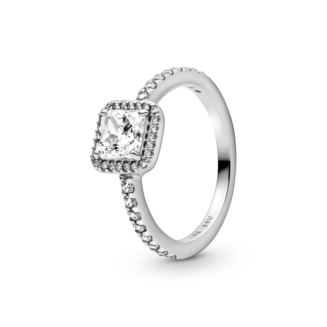 Pandora Timeless Square Sparkle Halo sormus, hopea, 198863C01
