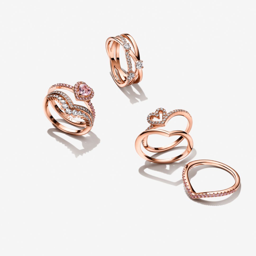 Pandora Timeless Wish Tiara sormus, ruusukullattu, 187736CZ