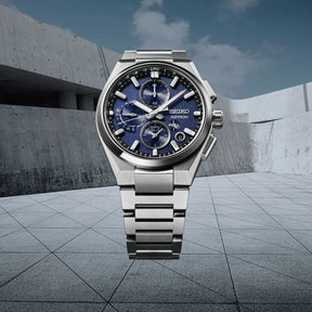 Seiko Astron SSH161J1 GPS Solar miesten titaanirannekello sinisellä taululla