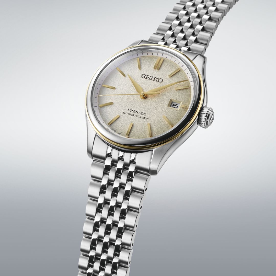 Seiko Presage Classic SPB478J1 miesten rannekello, kultainen kellotaulu