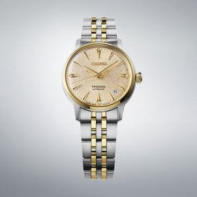 Seiko Presage Cocktail Time SRPL64J1 naisten rannekello kultaisella taululla