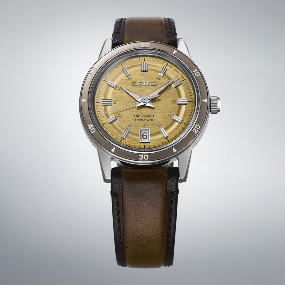 Seiko Presage Style 60's SRPL75J1 miesten rannekello, keltainen kellotaulu