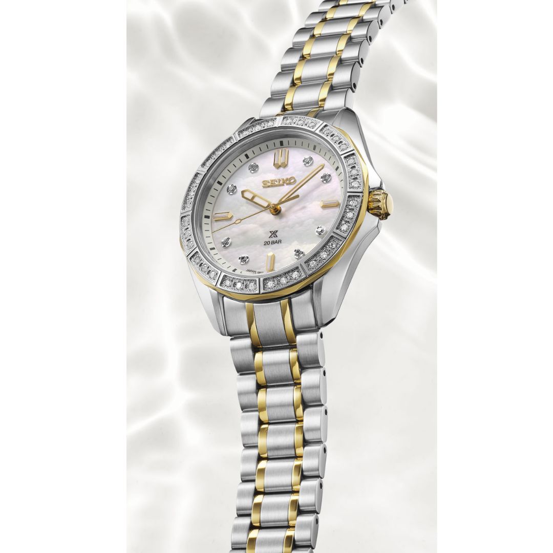 Seiko Prospex Sea rannekello helmiäistaululla ja timanteilla, SUR622J1