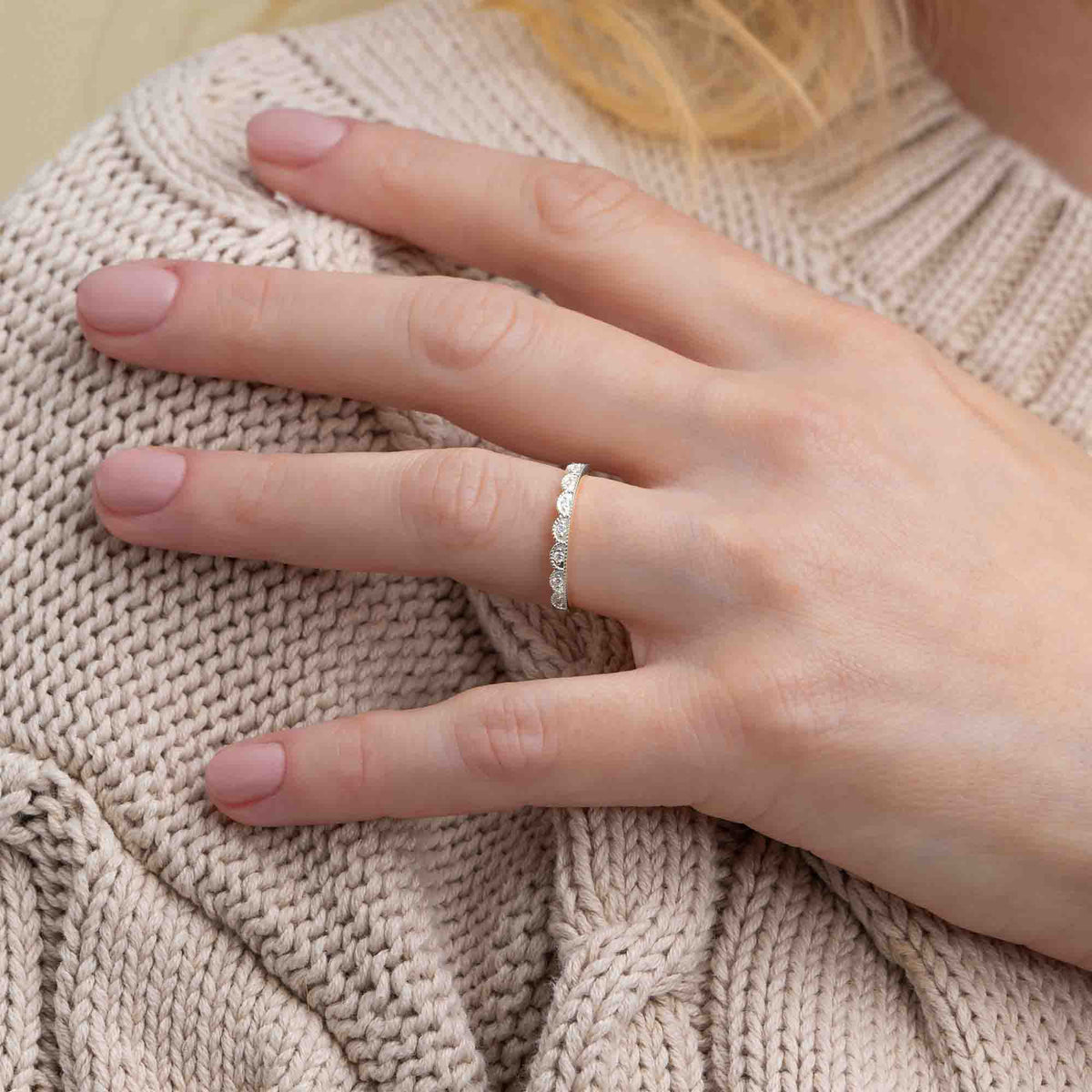 Silván Mimosa timanttisormus 0,08ct, 14K valkokultaa, Silván vihkisormukset
