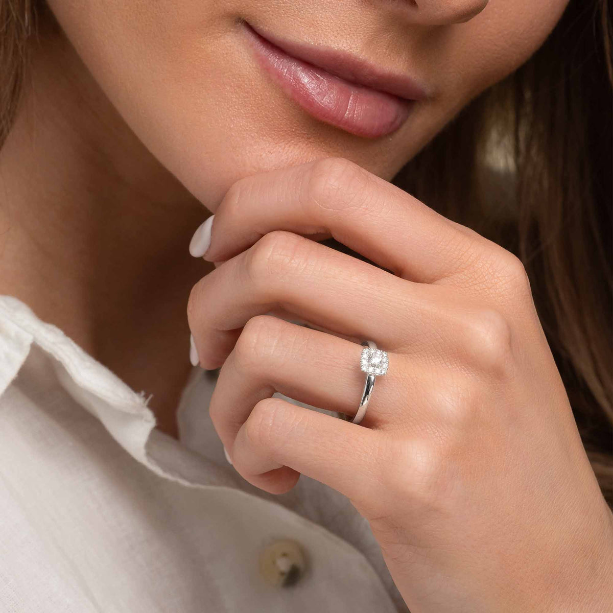 Silván Rosalie halosormus 0,23ct, 14K valkokultaa, Silván vihkisormukset