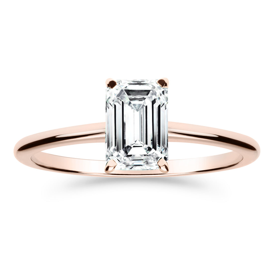 Silván Solitaire Emerald timanttisormus 1,00ct, rosekultaa, Silván vihkisormukset