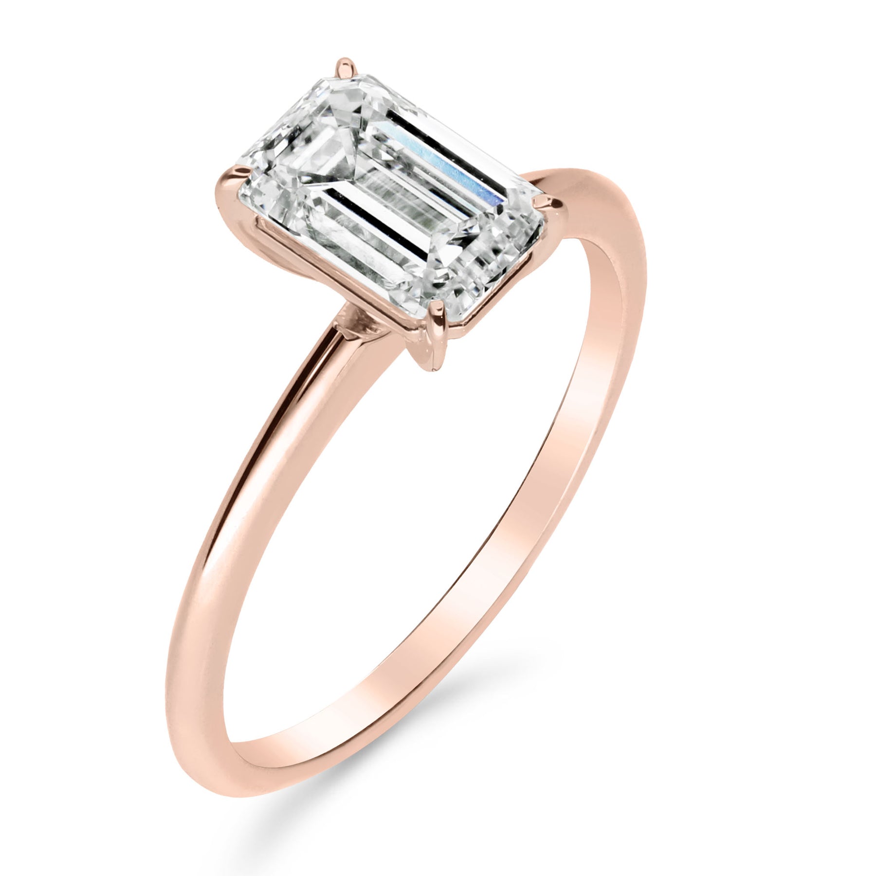 Silván Solitaire Emerald timanttisormus 1,50ct, rosekultaa, Silván vihkisormukset