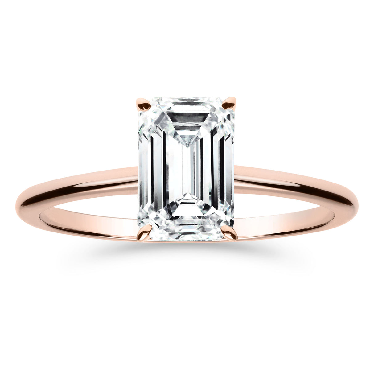 Silván Solitaire Emerald timanttisormus 1,50ct, rosekultaa, Silván vihkisormukset