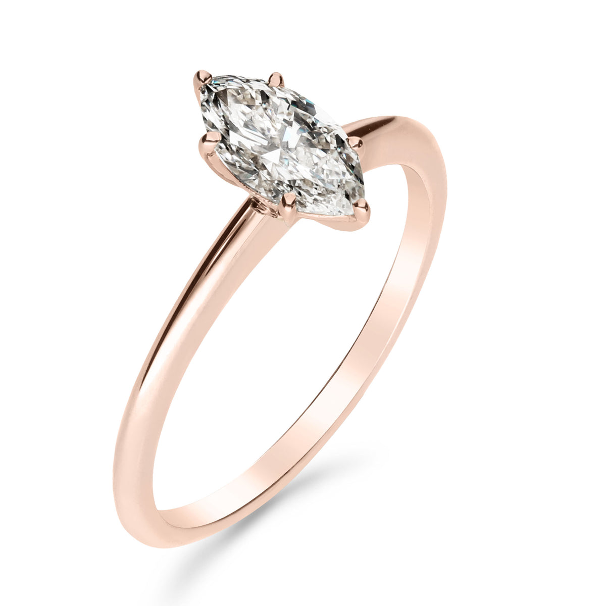 Silván Solitaire Markiisi timanttisormus 0,50ct, rosekultaa, Silván vihkisormukset