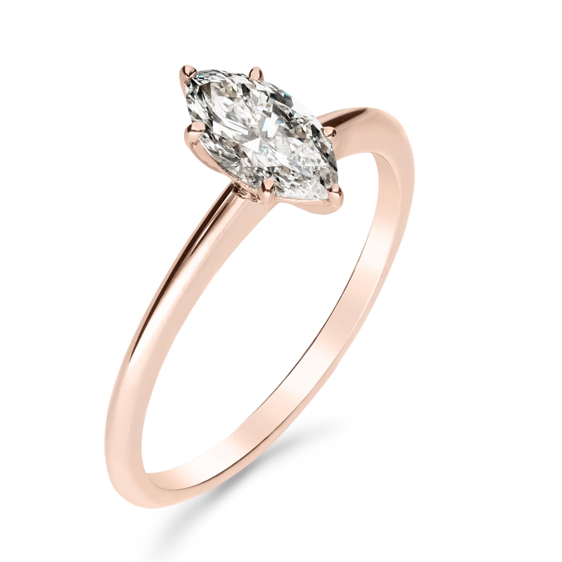 Silván Solitaire Markiisi timanttisormus 0,50ct, rosekultaa, Silván vihkisormukset
