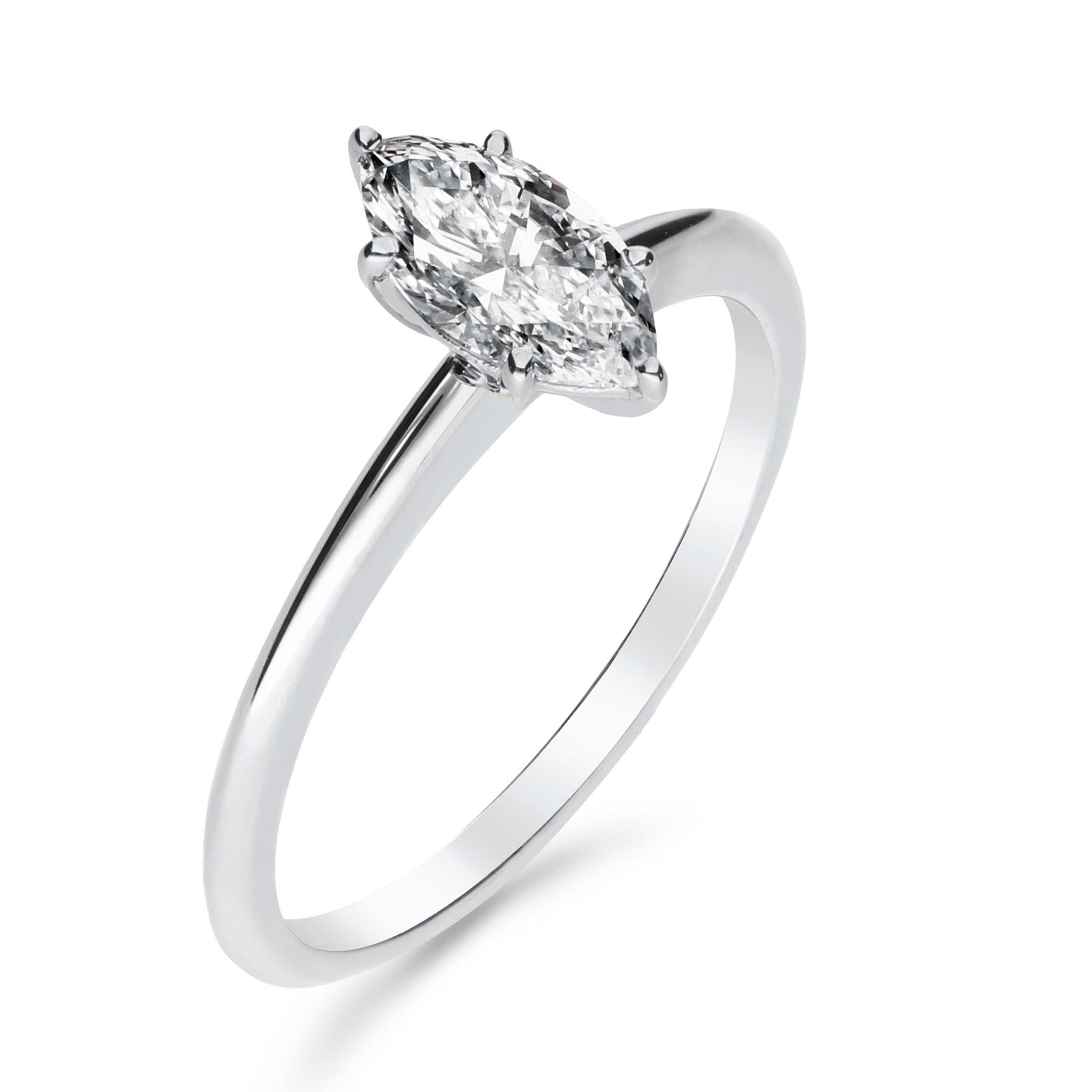 Silván Solitaire Markiisi timanttisormus 0,50ct, valkokultaa, Silván vihkisormukset