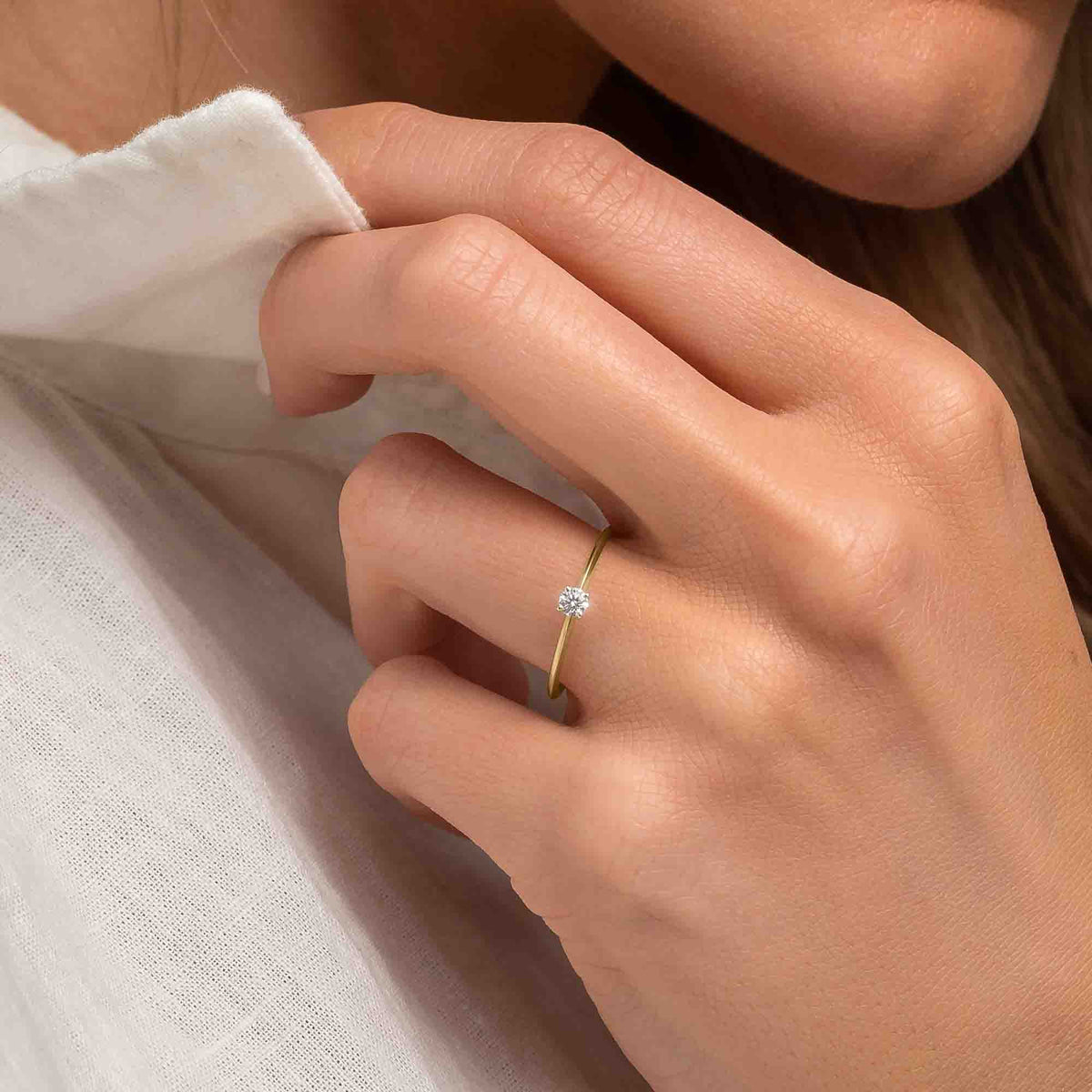 Silván Solitaire timanttisormus 0,10ct, 14K keltakultaa, Silván vihkisormukset