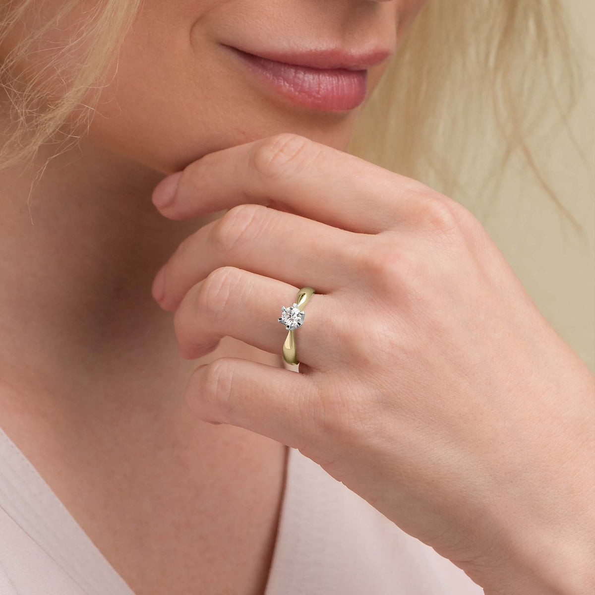 Silván Solitaire timanttisormus 0,50ct, 14K valko- ja keltakultaa, Silván vihkisormukset