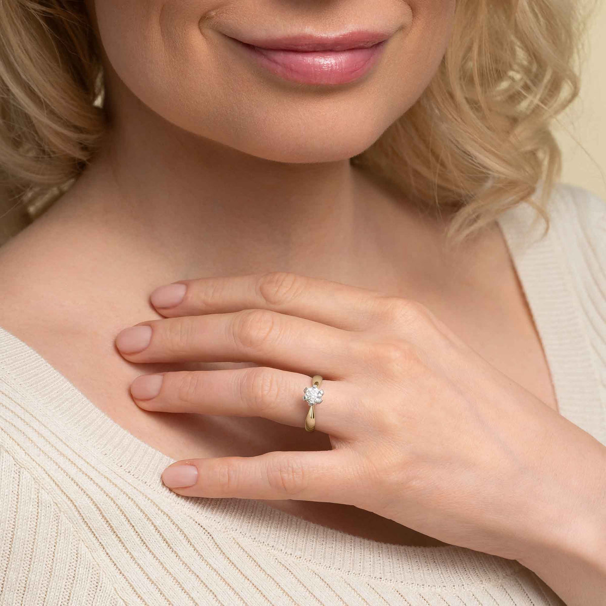 Silván Solitaire timanttisormus 0,70ct, 14K valko- ja keltakultaa, Silván vihkisormukset