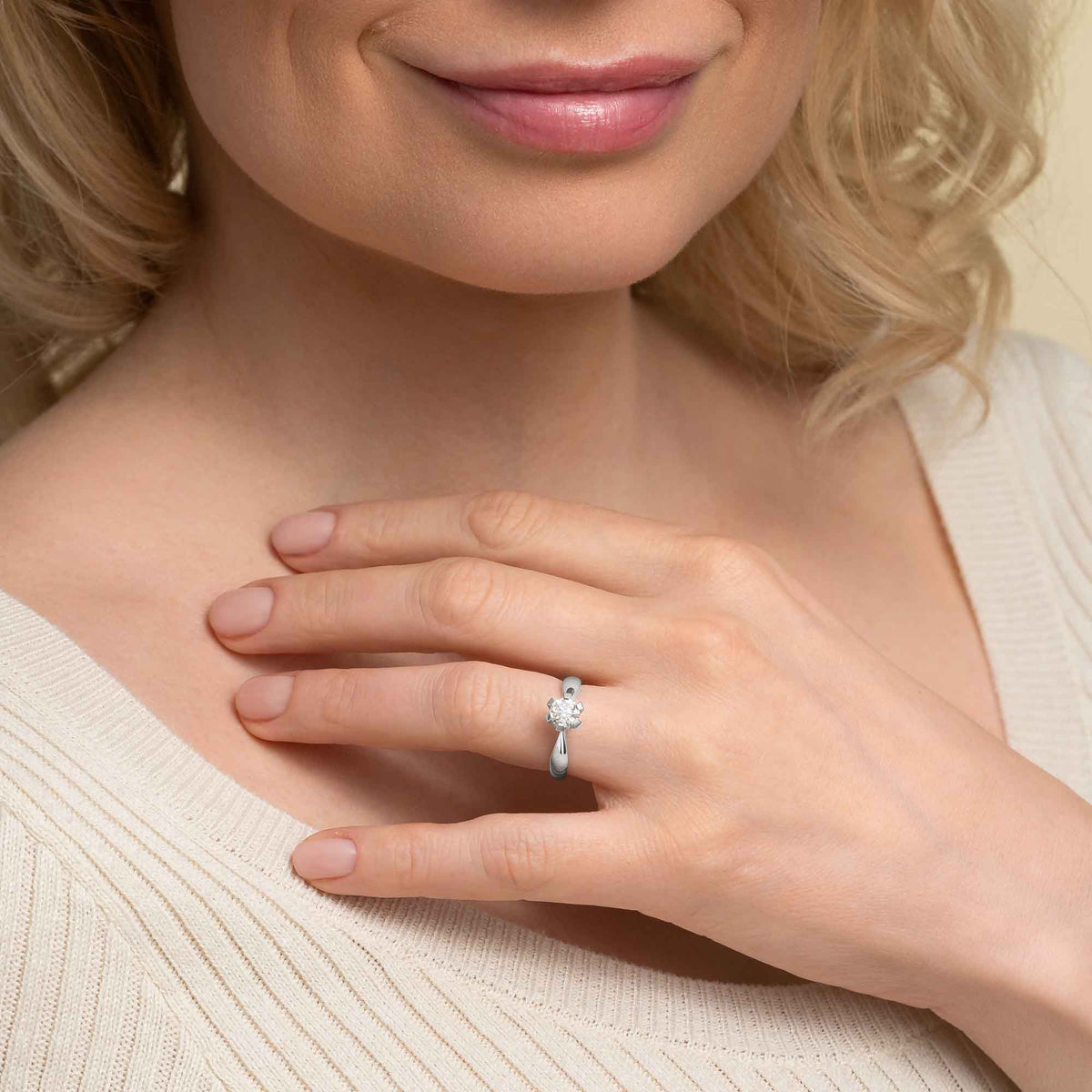 Silván Solitaire timanttisormus 0,70ct, 14K valkokultaa, Silván vihkisormukset