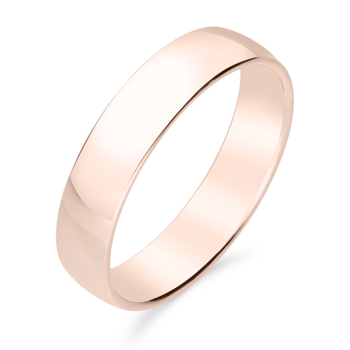 Silván wedding band, D shape comfort fit, 5mm, rose gold, Silván wedding rings