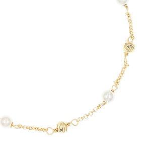 Stelle rannekoru, kullattu hopea ja valkoiset helmet