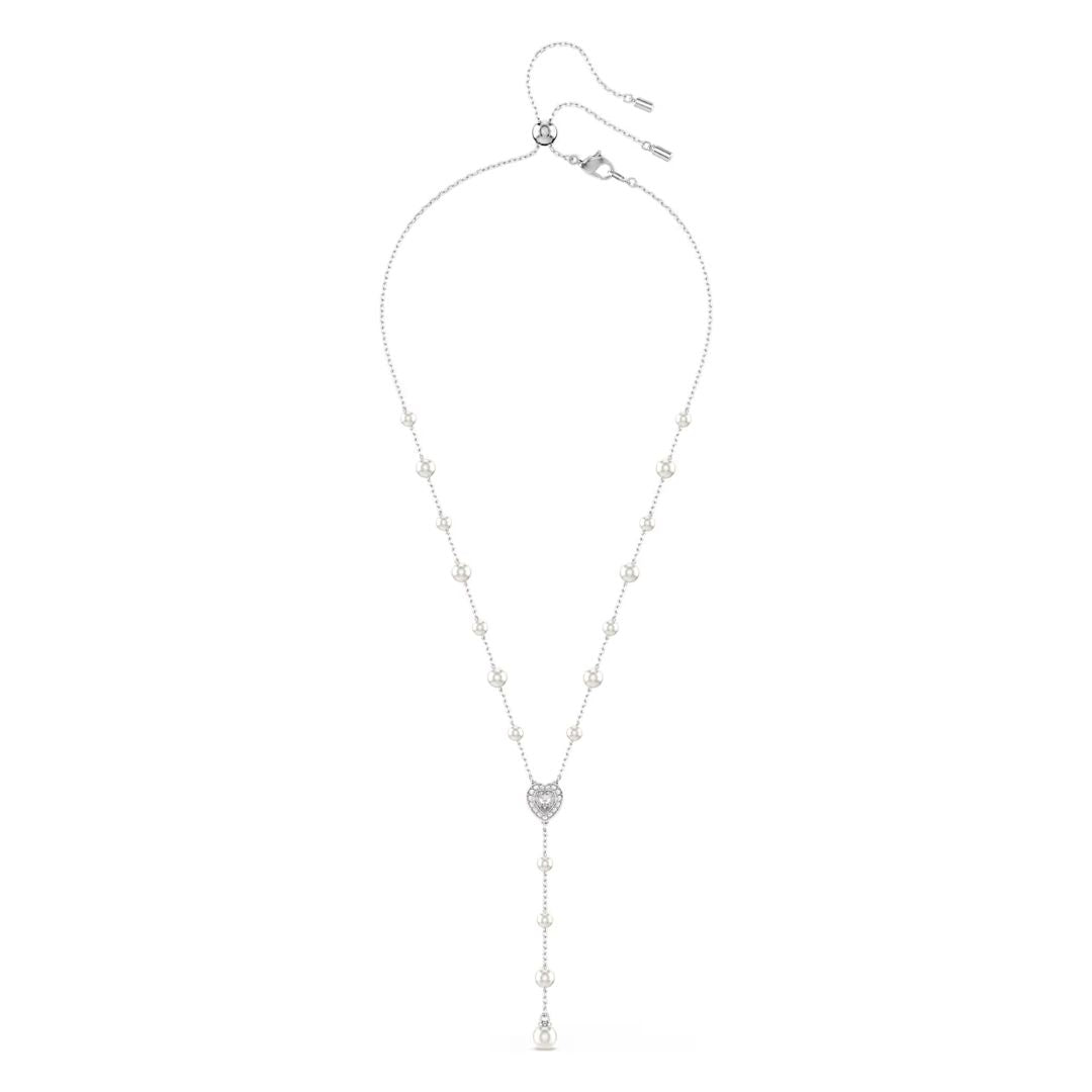 Swarovski x Ariana Grande Y Necklace, Rhodium Plated Metal, White Crys