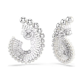 Swarovski x Ariana Grande korvakorut, vaalea metalli, kirkkaat kristallit ja valkoiset helmet, 5720869