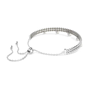 Swarovski x Ariana Grande rannekoru, vaalea metalli, kirkkaat kristallit ja valkoiset helmet 5720870