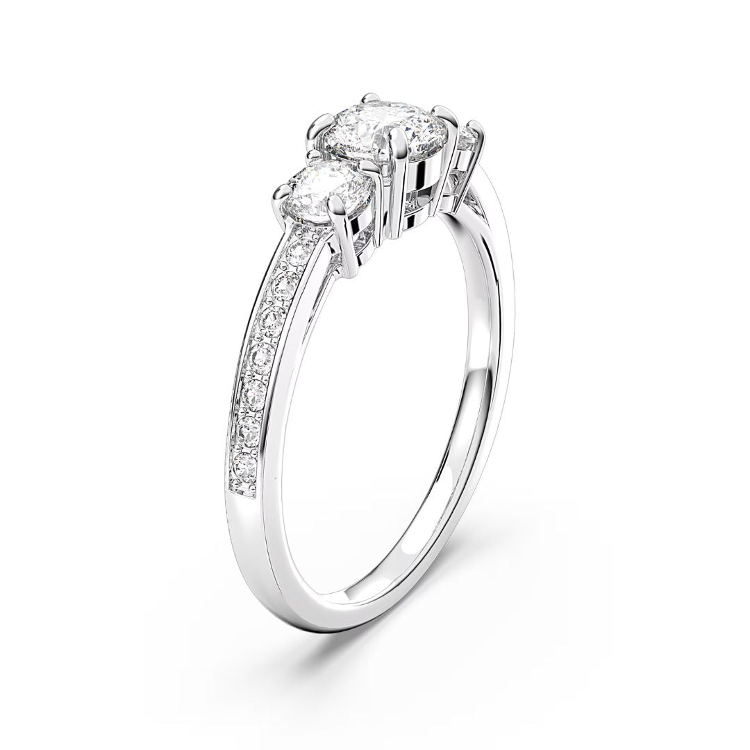 Swarovski Stilla Attract Trilogy Ring, Silver-Tone and White Crystals