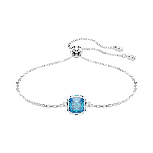 Swarovski Birthstone December Bracelet, Rhodium Plated with Blue Cryst