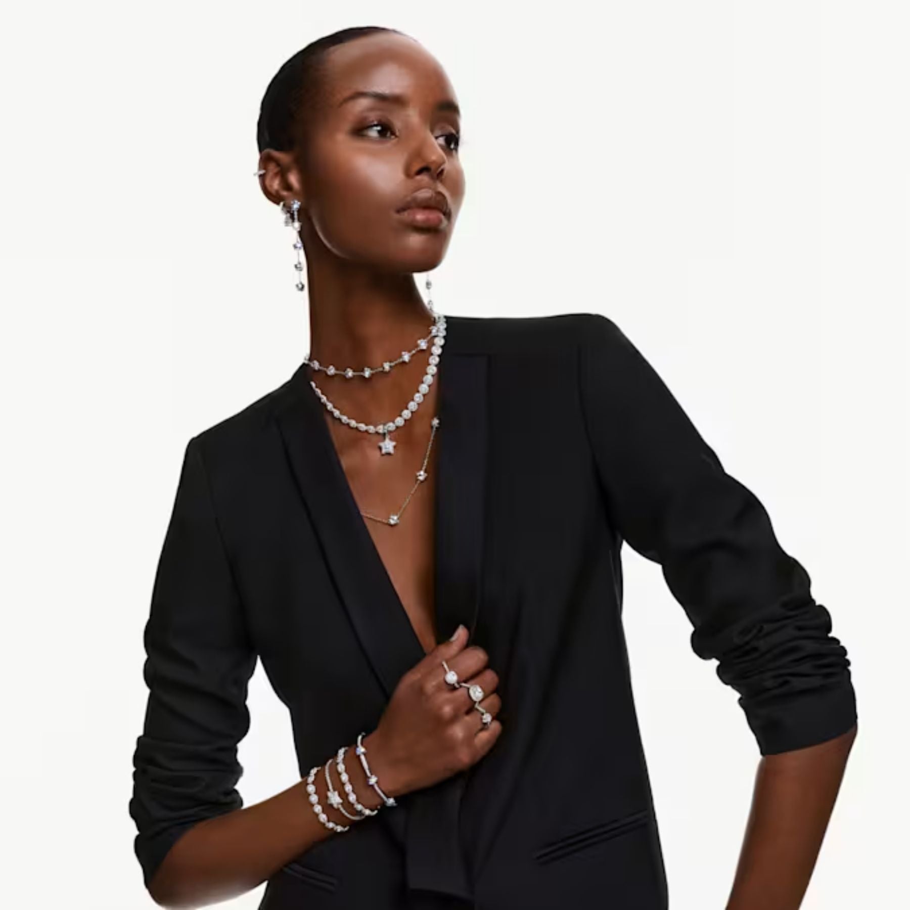 Swarovski Chroma kaulakoru, vaalea metalli ja kirkkaat kristallit, 5754183