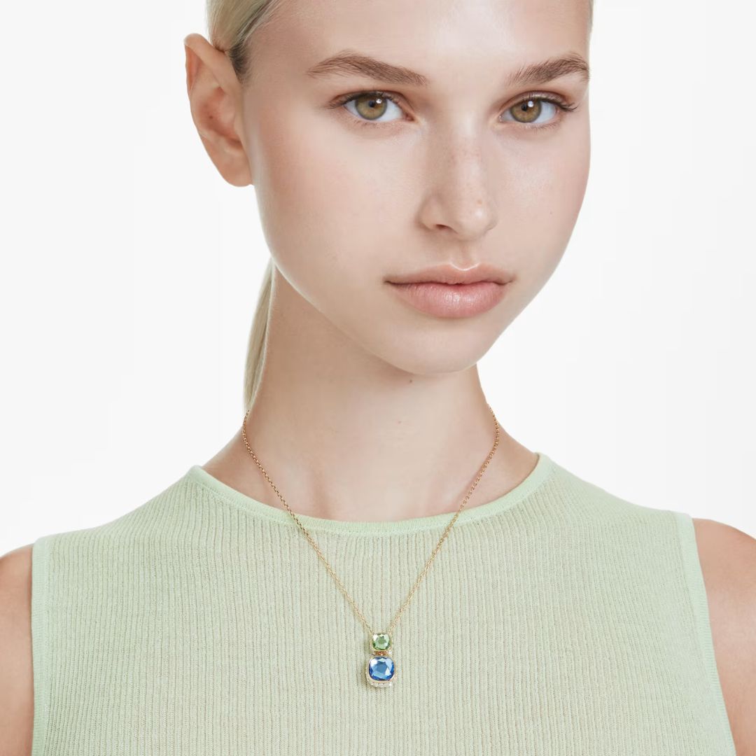 Swarovski Chroma Necklace Yellow Gold Color and Multi-Colored Crystals