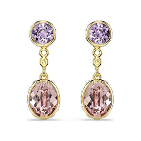 Swarovski Chroma korvakorut, keltakullattu, vaaleanpunaiset ja violetit kristallit, 5738478