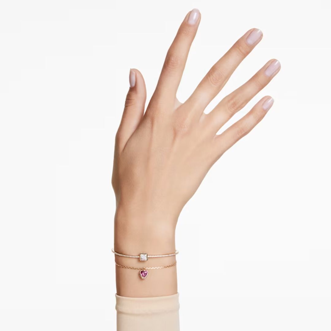 Nice bracelet, Feather, White, Rose gold-tone plated | Swarovski