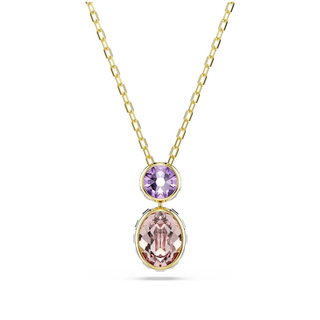 Swarovski Chroma Pendant, Yellow Gold Finish and Multi-Colored Crystal