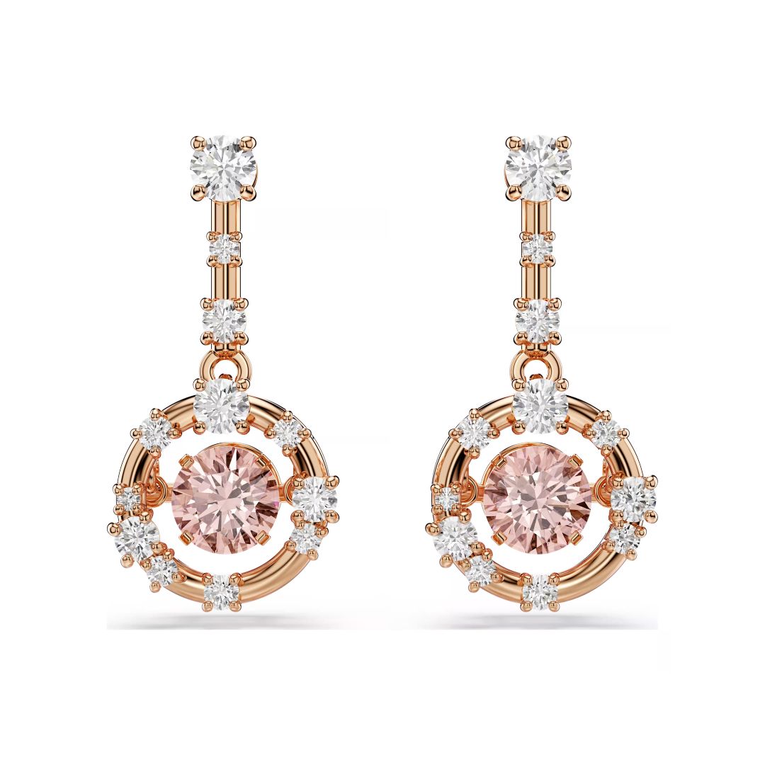 Swarovski Constella korvakorut, rosekullattu, kirkkaat ja vaaleanpunaiset zirkonit, 5744239